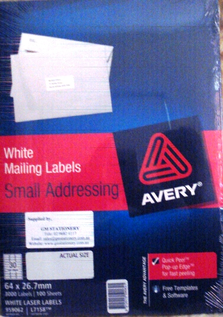 Avery 959062 Label L7158-100 64 x 26.7mm Box 100